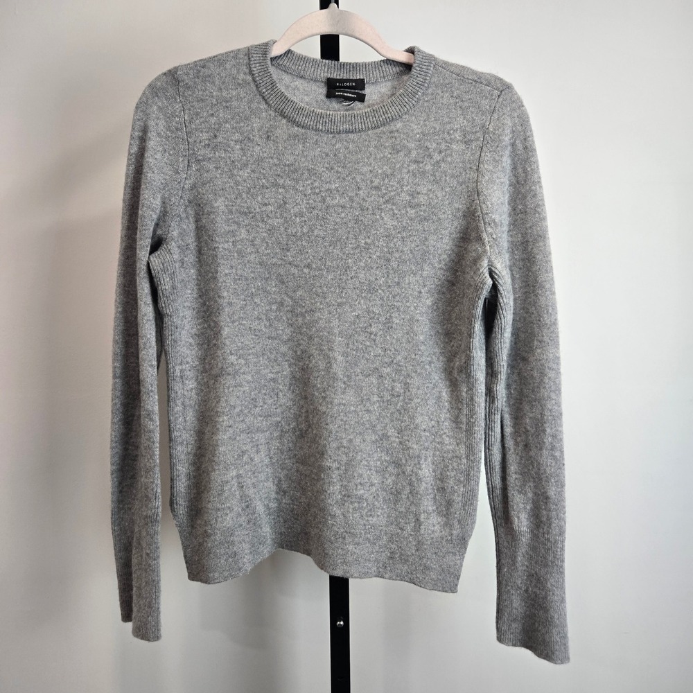 Halogen Womens 100% Cashmere Crewneck Sweater Heather Gray Quiet Luxury Minimal